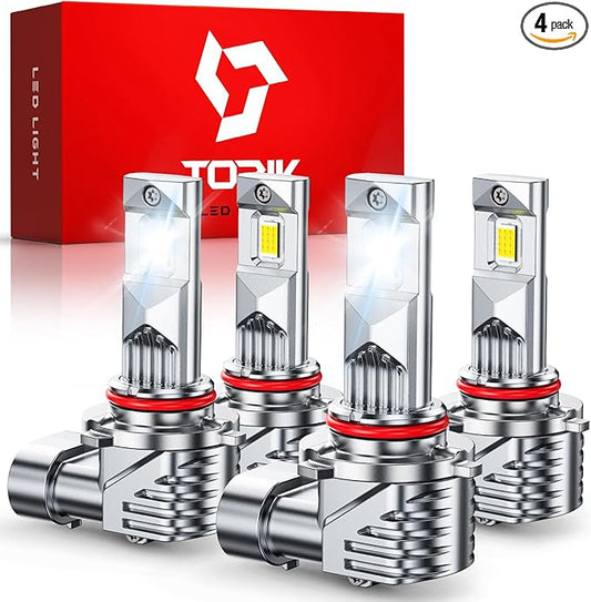 TOPIK 9005 9006 Bulbs, [𝐋𝐚𝐭𝐞𝐬𝐭] 900% Ultra Brighter 𝟴𝟰,𝟬𝟬𝟬𝐋𝐌 | HB-3 HB-4 Light Bulbs, Plug-N-Play, 1:1 Same Size, No Flicker, 99% Canbus Ready, Pack of 4