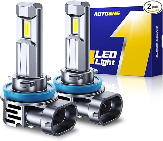 AUTOONE H11 LED Bulb 1:1 Mini Size, 60000LM H8/H9/H11 Light Bulb Replacement, Canbus Longer Lifespan IP68, Easy Install, Pack of 2