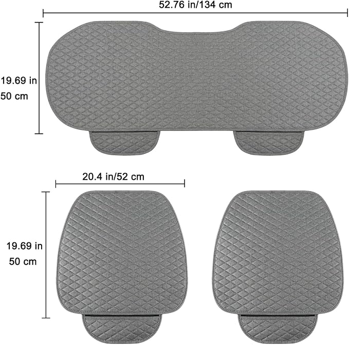 West Llama Linen Car Seat Covers,Bottom Seat Covers for Cars Include 1 Pair Front Driver Seat Pad Mat and 1 Rear Bench Cover Universal Fits 90% Vehicles,SUVs,Cars,Sedans(3Piece-Gray)