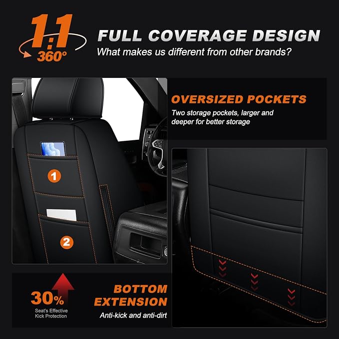 AOMSAZTO Truck Seat Covers for Chevy Silverado/GMC Sierra 1500 (2007-2013) 2500HD/3500HD (2007-2014) - Black/Gray Diamond Grid Faux Leather Seat Cover Full Set(Rear 40/60 Split for Crew Cab)