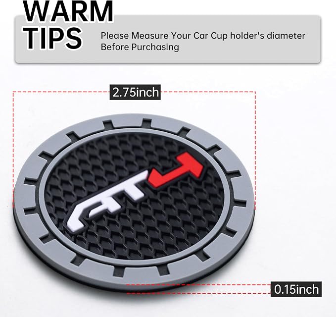 Black Silicone Car Coasters for GMC AT4 Series Non-Slip Car Cup Holder Coasters,Car Interior Accessory for Car Cup Holder 2Pcs 2.75 Inch