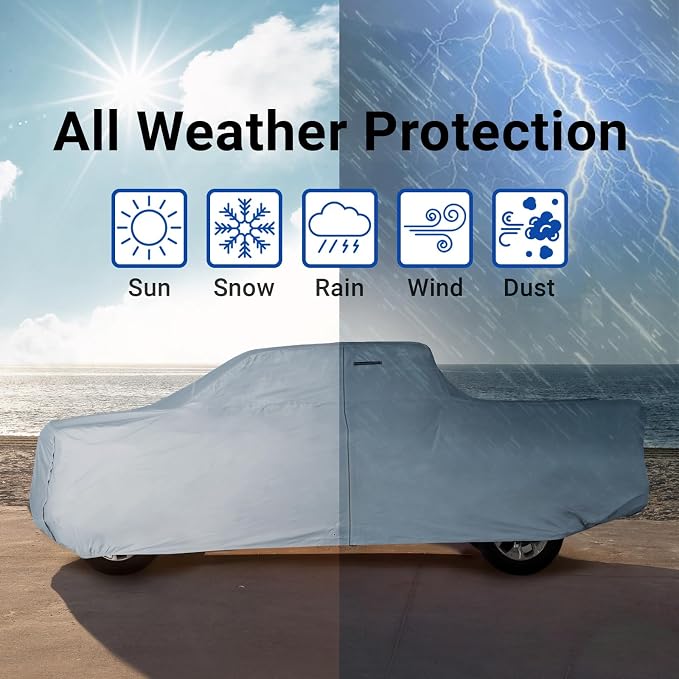 iCarCover 18-Layer Premium Truck Car Cover Waterproof All Weather, Rain Snow UV Sun Protection Covers for F150 Extended Cab, F250, F350 Crew Cab, Extended Cab, Size T87 (See Size Chart)