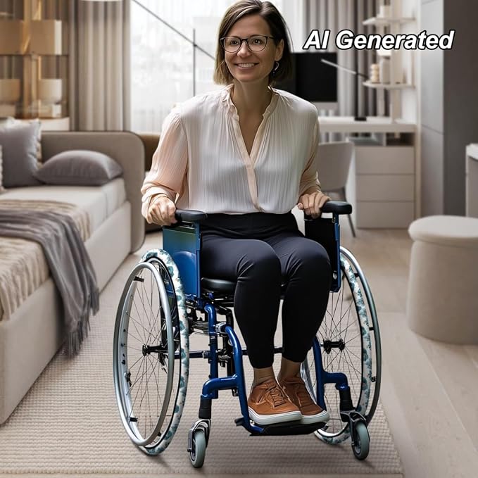 Floral Wheelchair Wheel Covers 2 Pack Wheelchair Accessories Tyre Covers to Protect Floors Carpets