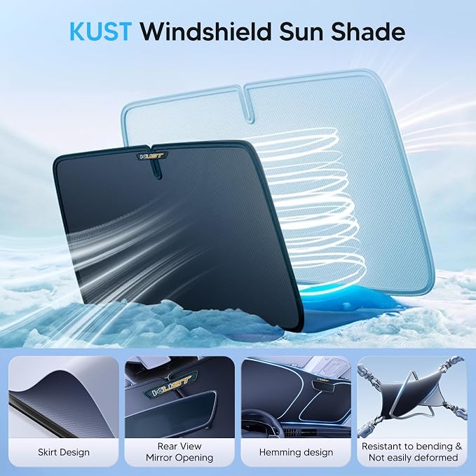 KUST Windshield Sun Shade for Ford Maverick Accessories 2022-2024 2025 2026 Window Sunshade Sun Visor Protector Foldable Blocks UV Rays Keep Car Cooler