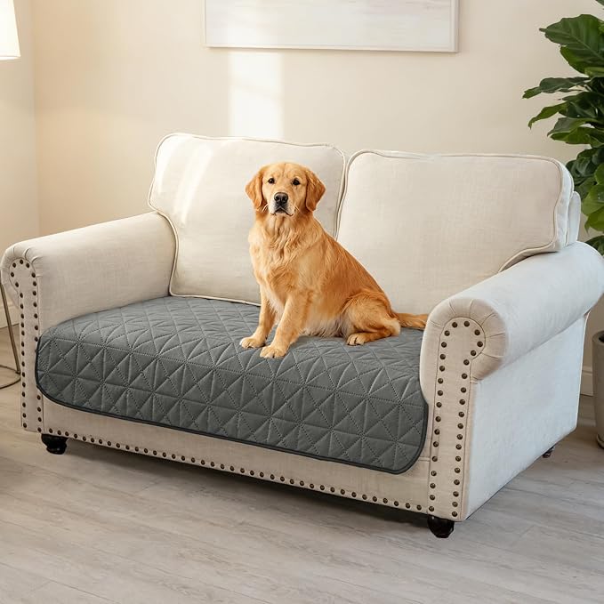 Ameritex Sofa Cover Waterproof for Seats Couch Cover for Dogs Pet Couch Cover Velvet for Chair Loveseat Sofa Machine Washable (Dark Grey, 30x60 Inch)