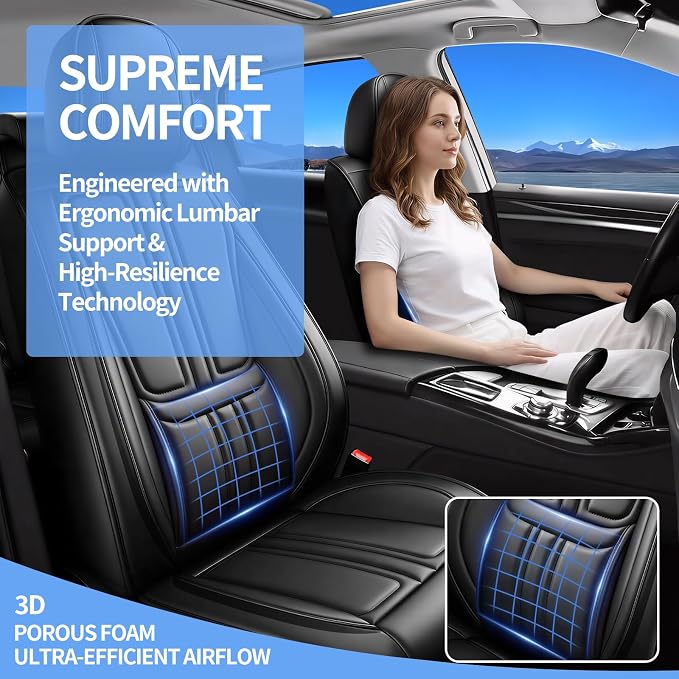 Fit HRV Car Seat Covers Compatible with Honda HR-V 2016-2023 2024 2025 2026.Full Coverage Waterproof Leather,All-Weather Seat Cushion Protector-Easy Installation(Full Set 5 Seats, Black)
