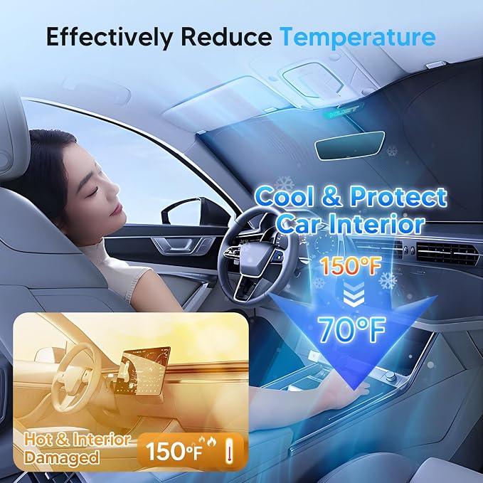 KUST Windshield Sun Shade for 2013-2019 2020 2021 Land Rover Range Rover (Not Fit Range Rover Sport) Accessories Window Sunshade Sun Visor Protector Foldable Block UV Rays