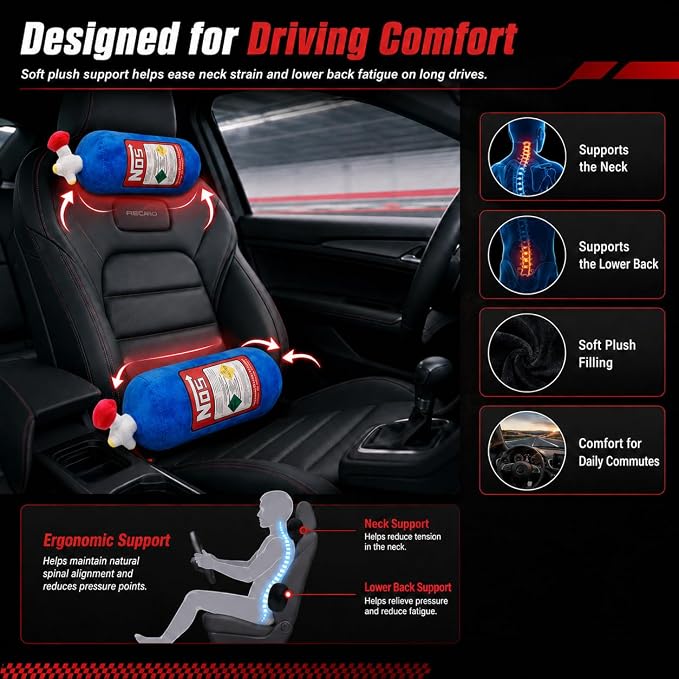 Car Neck Pillow NOS Pillow Bottle Car Headrest Pillow Soft Plush Neck Support Cushion for Driving, Office,Home,Party Decorations(11 inch&18 inch)