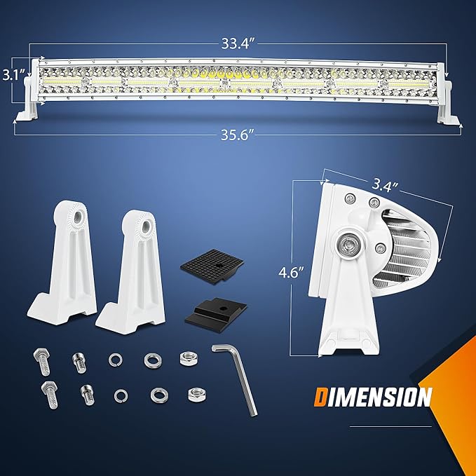 Nilight Marine LED Light Bar Navigation Lights 33 Inch Curved White Spot Flood Combo Ponton Boat Deck Dock Lighting for Night Fishing T-top Stern Yacht Sailboat Trucks Tractors
