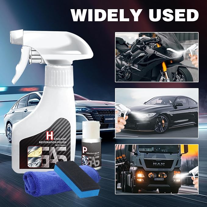 Automotive Headlamp Restoration Fluid Kit, 2025 New Headlight Restoration Kit,Multifunctional Car Headlight Polishing, Durable Headlight Repair Kit for All Vehicle Types (1Set)