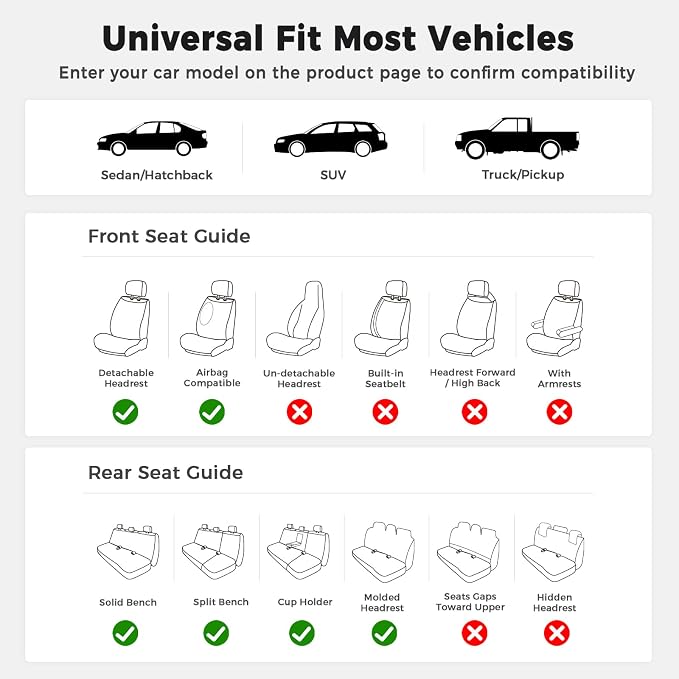 Huidasource Seat Covers for Cars, Leather Car Seat Covers Front and Rear Seat Full Set, Automotive Car Seat Cushion Covers Protector 5 Seats Fit for Most Cars SUV Trucks, Red & White