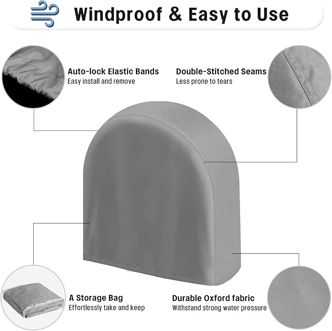 OutdoorLines Waterproof Tire Covers Set of 4 | UV Proof Trailer Wheel Cover for RV Jeep Trailer Camper Van Truck, Universal Tire Covering Fits Diameters 30"-32", Gray