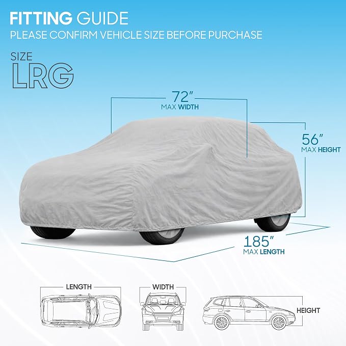 BDK SUV & Van Car Cover – Water-Resistant All-Weather Indoor/Carport Vehicle Cover with UV & Dust Protection, Breathable, Scratch-Proof Lining – Fits SUVs, Vans up to 185" (185L x 72W x 56H)