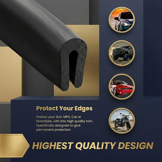 Rubber U Channel Edge Trim, Door Seal Strip, Fits Edge up to 1/16 Inch (1. 6mm) U Shape Weather Stripping(75 Feet,Black)
