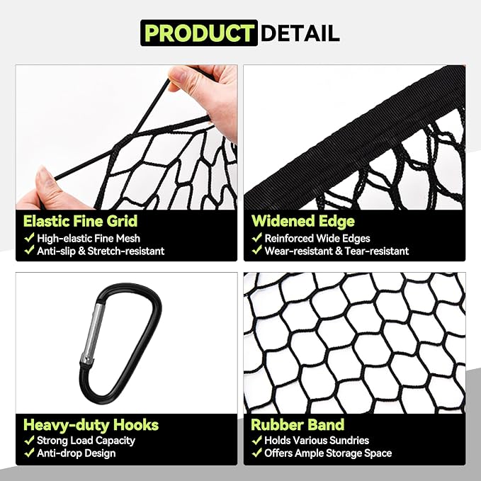 Tongama-Cargo Net for 2016-2026 Dodge Durango/Jepp Grand Cherokee, Heavy Duty Elastic Trunk Storage Net with Hooks for Dodge Durango/Jepp Grand Cherokee Car Exterior Accessories
