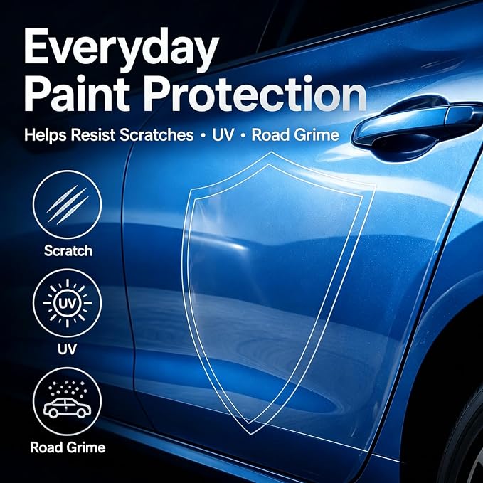 MHOO Car Premium TPH Clear Paint Protection Vinyl Film 7.5Mil Paint Protection Film Gloss Clear Self Healing Auto Bra Vinyl Wrap Invisible Scratches Car wrap (TPH7.5 Mils High-Gloss, 5X6ft)