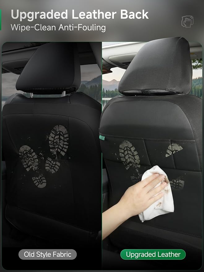 GIANT PANDA 2PCS Front Car Seat Cover for Toyota Rav4 Camry Highlander Corolla Prius Corolla Cross Venza Avalon, Faux Leather Bucket Seat Covers (Black)