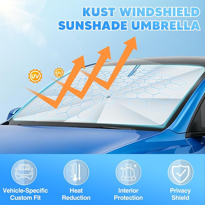 KUST Ice Crystal Sun Shade Umbrella for 2018-2026 Chevrolet Chevy Traverse | Custom Fit Windshield Sunshade | Foldable Sunshade with Bendable Handle | Blocks Heat & UV Scratch Resistant Keep Car Cool