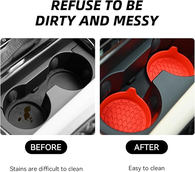 4PCS Car Cup Holder Coaster, Silicone Non-Slip Vehicle Cup Holder Insert Pads, Automotive Interior Insulation Drink Cup Mats Decor Accessories, Universal for SUV, Sedan, Truck (Gray)
