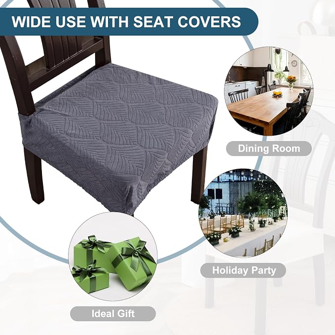 Waterproof Stretch Seat Covers,Dining Room Chair for 6 Set Removable Washable Chair Slipcover Protectors,Rear Covers,Dark Grey