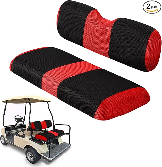 Universal Golf Cart Rear Seat Cover Dress Up for Older Golf Carts - Durable, Breathable Material, Fits Like a Glove for EZGO, Club Car and Yamaha, Easy to Install, Red