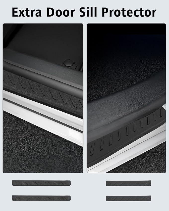 Floor Mats & Cargo Mat & Backrest Mat Custom for Ford Escape 2020-2025 2026 (NOT for Hybrid), Door Sill Guards, All Weather TPE Full Set Floor Liners Trunk Mat for Escape Gas Accessories, Black