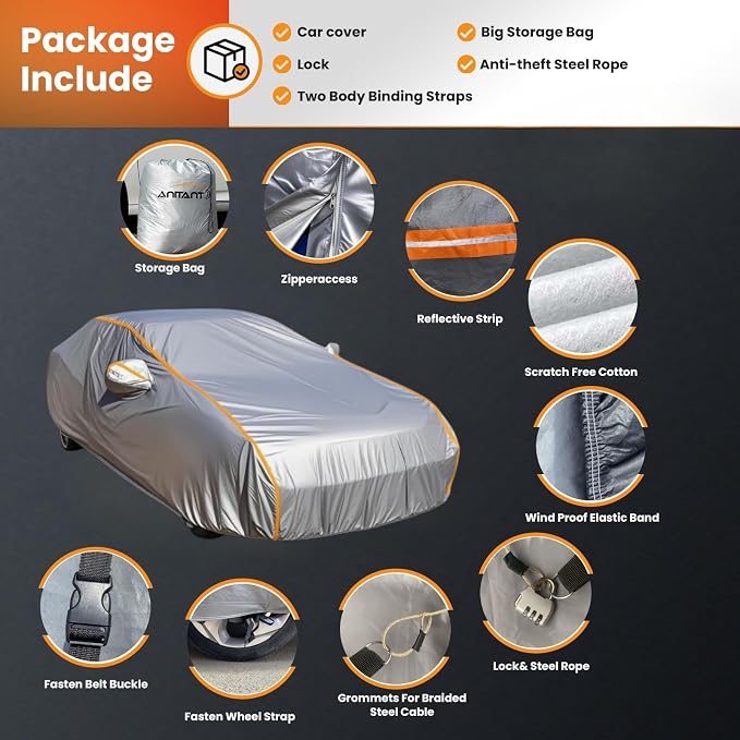 Custom Fit Toyota 4Runner Car Cover for 4Runner 2002-2025 Gray Outdoor Waterproof Car Cover All Weather with Door Zipper Cotton Lining Scratch Resistant Rain Sun UV Dust Snow Protection