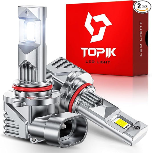TOPIK 9005/HB3 Bulbs, 900% Super Bright, 42,000LM 6500K Cool White | Plug and Play, Anti-Flicker, IP68 Waterproof, 1:1 Halogen Size, Perfect for Cars, Trucks, SUVs (Pack of 2)