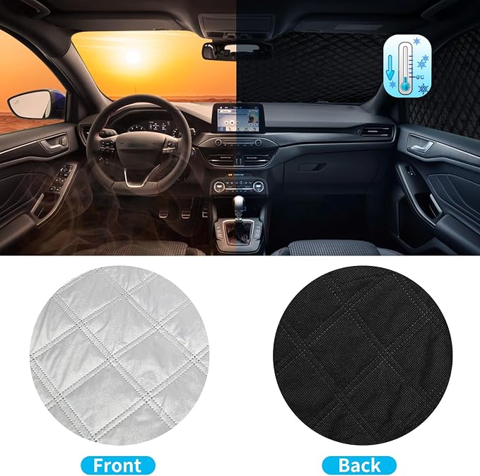 Windshield Sun Shade for 2018-2026 Jeep Wrangler JL, External 5-Layer Reflective Sunshade for 2018-2026 Jeep Wrangler JL