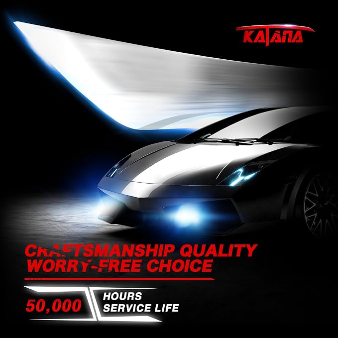 Katana H13 Bulbs,9008 400% Brightness 6500K 1:1 Size Plug and Play Fog of 2 | Cooling Fan,High/Low Beam,360°Beam Angle