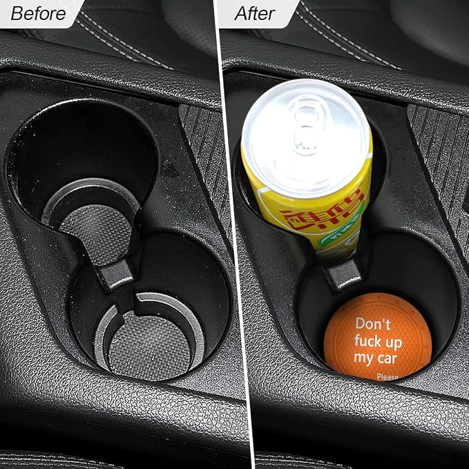8sanlione 2 Pack Car Cup Holder Coasters, 2.75 Inch Non-Slip PVC Insert Cup Coaster, Anti-Scratch Auto Cup Mats for Women Men, Vehicle Interior Accessories for Car, SUV, Truck (D Orange/2PCS)