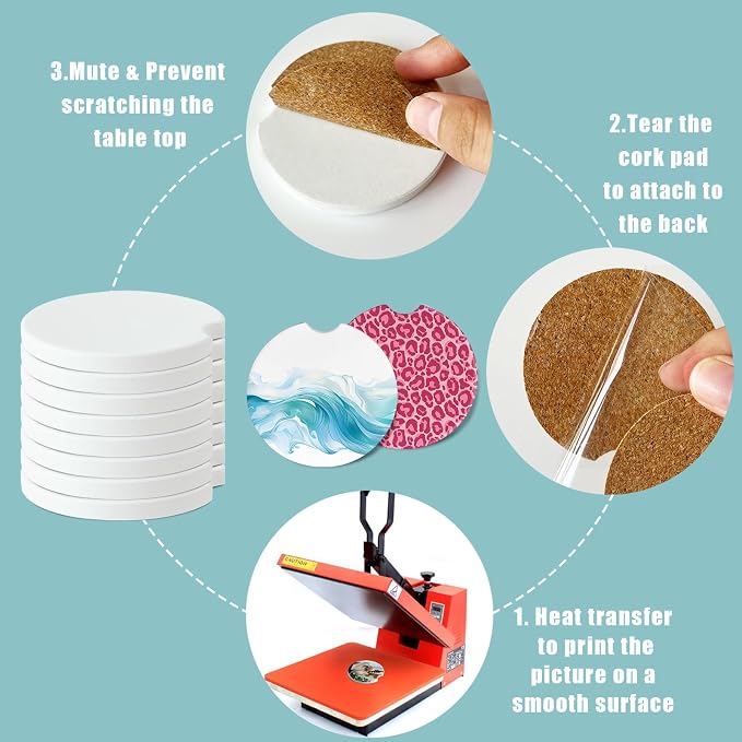 Ceramic Car Sublimation Blanks Cupholder for Car Cup with Finger Notch for Easy Removal Ceramic Car Cupholder Auto Cupholder Keep Vehicle from Cold Drink Sweat Stain Spill (24)