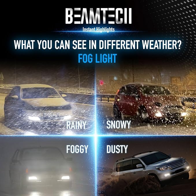 BEAMTECH H13/9008 Bulbs, G-XPower Chips 500% Brighter Fog Light, 2 Bulbs | 6500K Xenon White Light Plug and Play