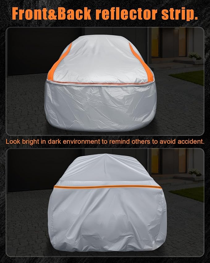 Full Enclosed Sliver Car Cover Universal Fit Impala/El Camino/Caprice/Bel Air/Biscayne,Dodge Charger Daytona,7 Series,Benz S,Audi A8/S8,Lexus LS,CT6,Continental Sedan/Coupe Length 204-216 in