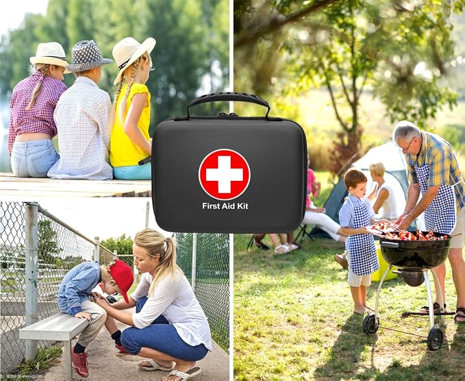SHBC Waterproof First Aid Kit (228pcs) with All Basic or Advanced Supplies You Need. Suitable for Emergencies at Home or Outside, Travel, Home, Camping, Black