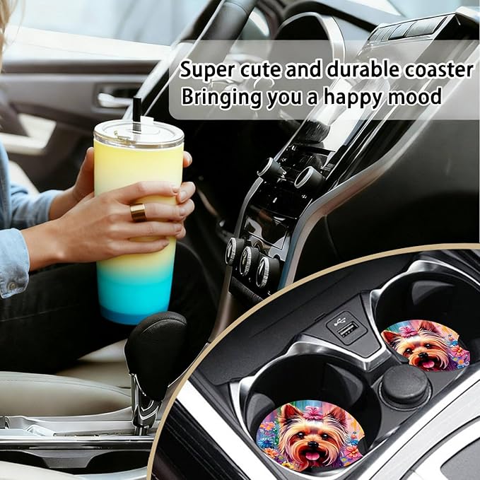 2PCS Rubber Duck Car Cup Holder Coasters Universal Anti-Slip Rubber Mat | Duck Auto Accessories Interior Decor, 2.75" Car Coasters for Cup Holders with Finger Slot, Ducks Gifts for Women Men