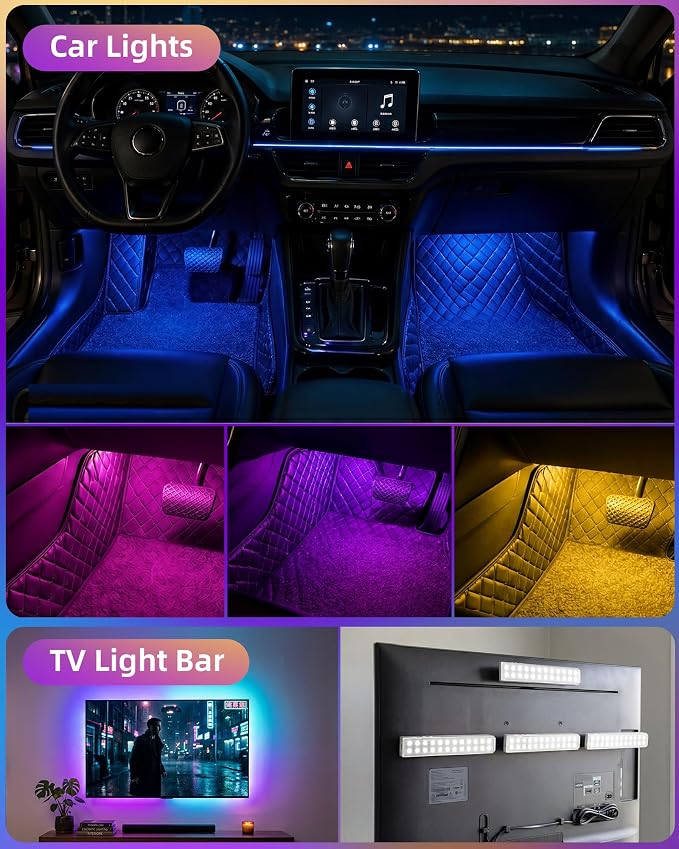 EZVALO 80 RGB Color Changing Under Cabinet Lighting Wireless, 1800mAh Rechargeable Shelf Lights, Timer & Dimmable, Magnetic, Bar Light with Remote for Kitchen, Cabinet, Display Case, 8Pack