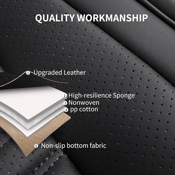 HChengkikz Front Car Seat Cover, Waterproof Faux Leather (Black) | Easy Maintenance, Airbag Compatible, Universal Fit For Most SUVs Trucks Pick-ups Sedans