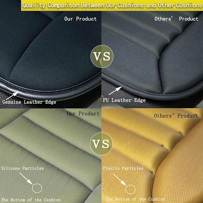 Car Seat Cushion Pad for Home Use Car Driver Seat Office Chair Memory Foam Seat Cushion(Khaki)