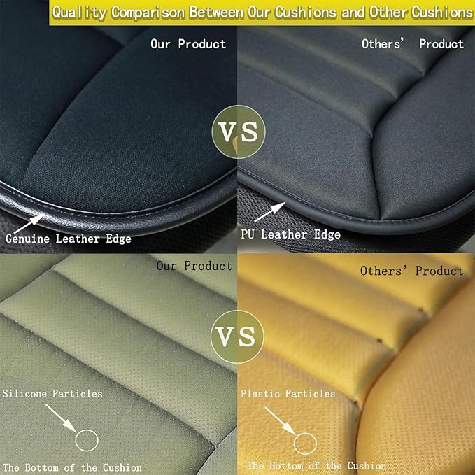 Car Seat Cushion Memory Foam Thin Seat Cushion for Car Truck Seat Driver, 20x18.5x1.2 Inches, Black