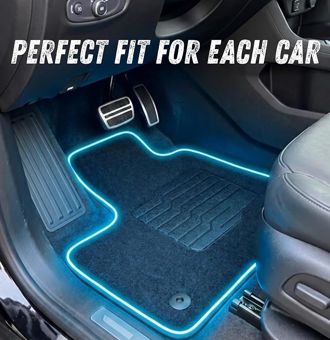 ecoMats Carpet Floor Mats Compatible with 2015 to 2024 Ford Edge, with Non-Slip Driver Heel Pad and Safety Locks, Front and Rear, Black