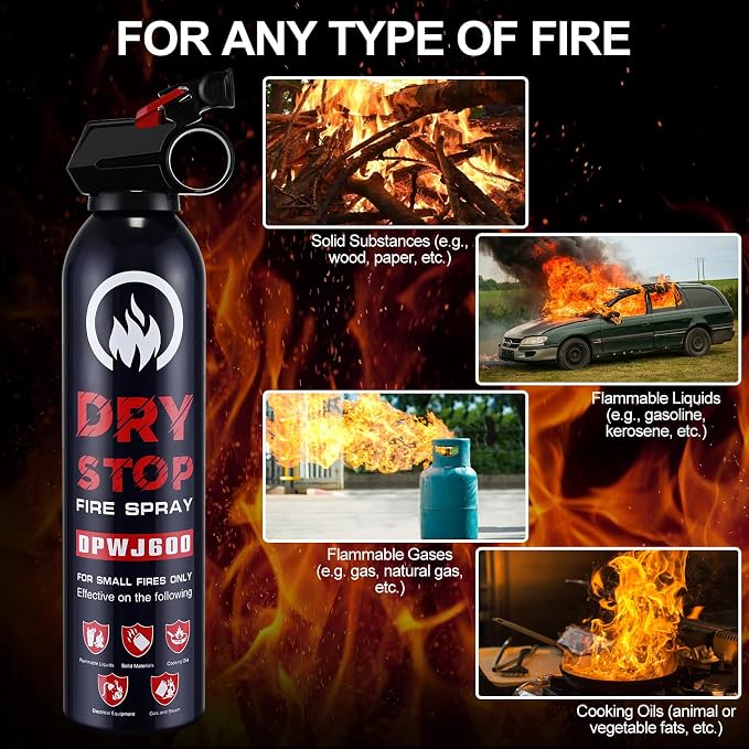 6Pack Dry Stop Fire Extinguisher for Home Auto Fire Extinguisher for Truck Vehicle | 600g Dry Chemical Powder A B C Fire Extinguisher for Kitchen, Car, Boat, Marine, Portable Use (6Blue)