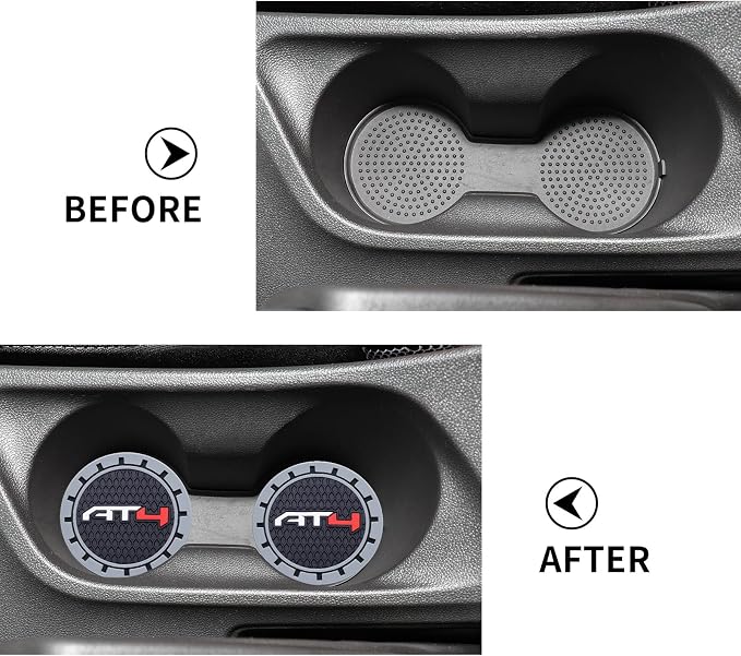 Car Cup Coaster, 2PCS Universal Non-Slip Cup Holders, Compatible with GMC AT4 Car Cup Holder Coasters，Car Drink Coaster Holder Accessory, Black