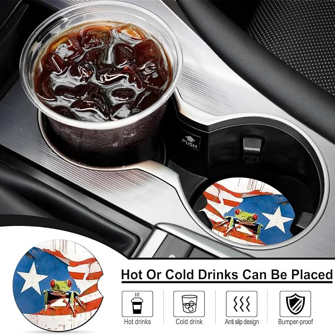 2 Pack Hedgehog Car Cup Holder Coasters Neoprene Anti Slip Rubber Mat | Hedgehogs Car Accessories Decor 2.75" Universal Size Insert Auto Coasters Hedgehog Gifts for Women Men