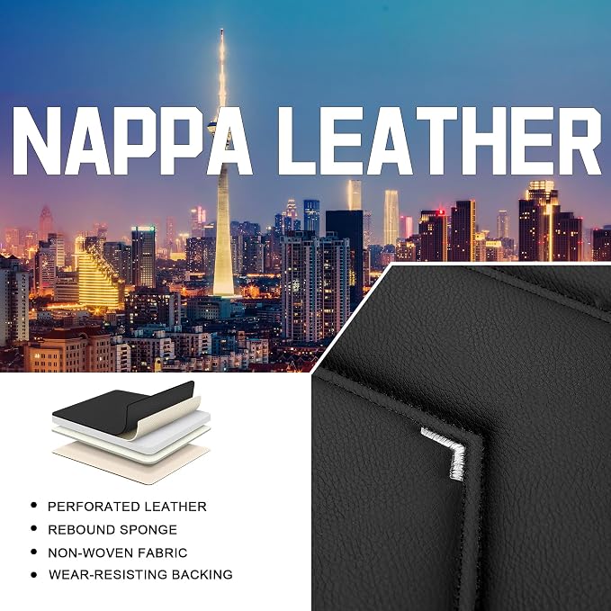 CTDS Car Seat Covers for Honda Civic 2000-2026, Stylish Sport Seat Cover, Premium Nappa Leather Car Seat Cover. Automobile Seat Covers Sets.(Luxury 2 Seats/Black White)