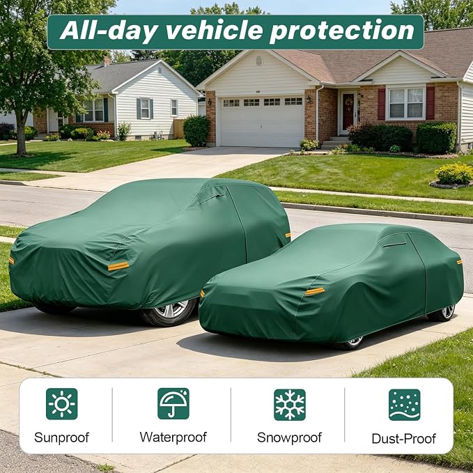 GUNHYI Coupe Car Cover Waterproof All Weather, 16-Layer Heavy Duty Full Exterior Cover with Vents, Driver Door Zipper & Towel, Summer Sun/UV/Rain Protection, Fit Subaru BRZ, BMW Z4, Audi TT etc.