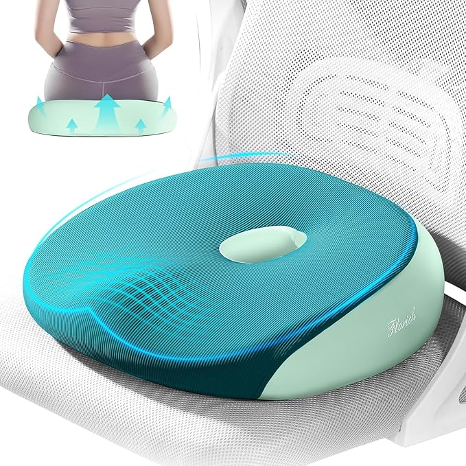 FLORICH Seat Cushion, Memory Foam Cushion for Office Chair, Ergonomic Office Seat Chair Cushion for Relieving Sciatica, Soft & Breathable Car Seat Cushion - Green
