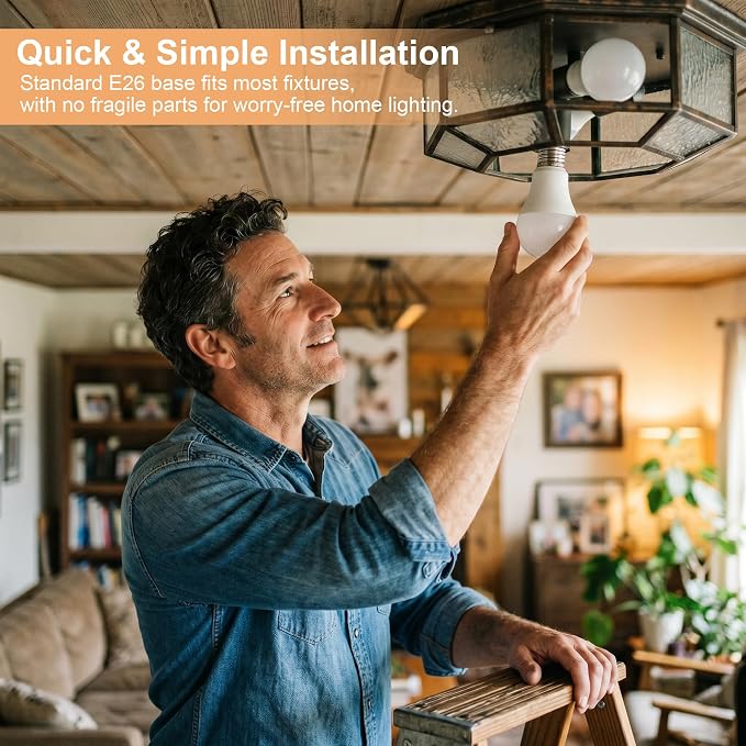 12 Pack A19 LED Light Bulbs, 60W Equivalent, 2700K Soft Warm White LED Bulb with E26 Standard Base, Efficient 9W, Non-Dimmable, 800 Lumens, 120V, CRI 85, Eye-Friendly for Bedroom Living Room