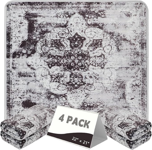 FUMMI 4 Pack Reusable Waterproof Incontinence Bed & Chair Pads, 22” x 21” Extra Heavy Absorbency, Soft Flannel Surface, Machine Washable for Dog, Adults & Babies (Black, 22“ ×21”)