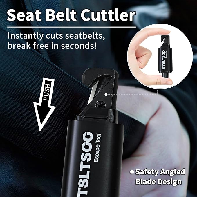 Window Breaker Seatbelt Cutter, Car Safety Hammer Life Escape Tool 2-in-1 Portable, 2 Pack Automotive Emergency Glass Breaker, Red